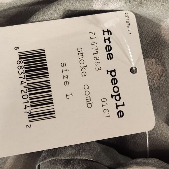 Free People Maxi Duster‎ Cardigan Sleeveless Sheer Dot Lace Blouse Gray White L - Picture 13 of 16